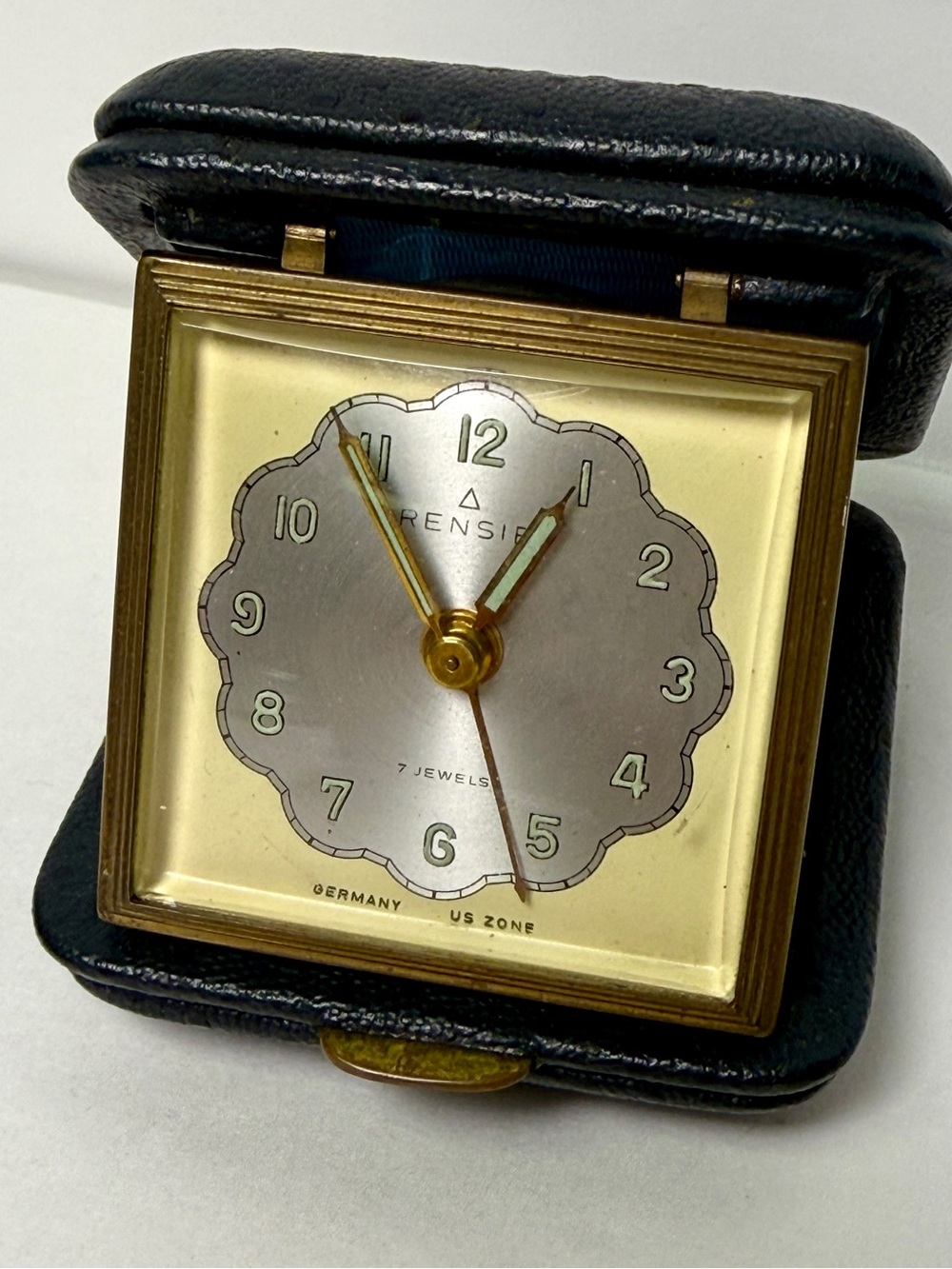 Vintage Folding Travel Alarm Clock in Gold and Black
